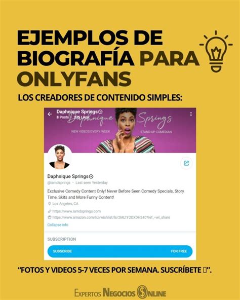 biografa para onlyfans ejemplos|Consejos y Ejemplos para Crear una Biografía。